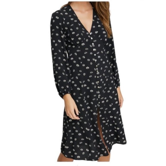 Wilfred Aritzia Small Black Daisy Floral Gallery Long Sleeve Button Front Midi… - Picture 2 of 7